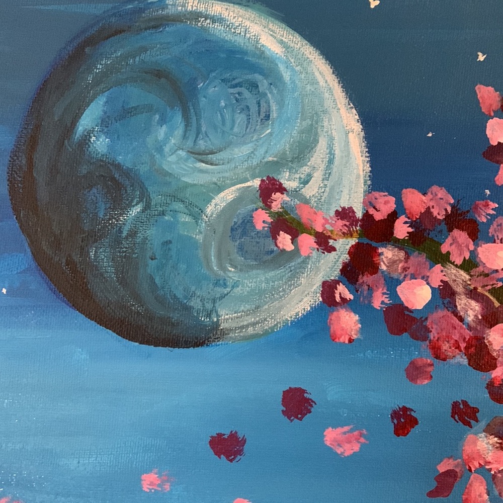 SALE!! Blossoms on the sea painting handmade